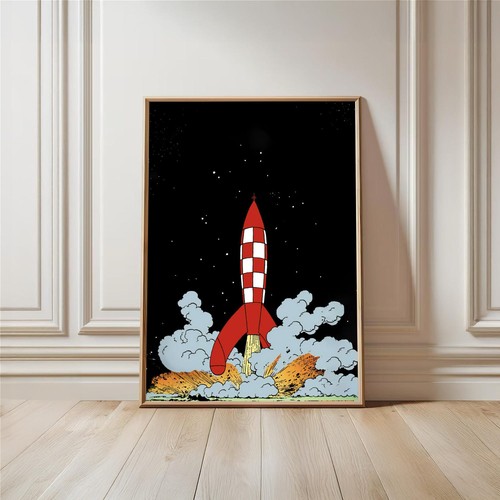 Retro rocket poster tintin - rocket,