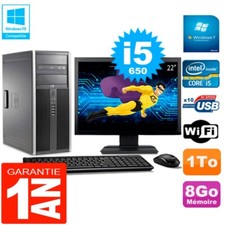 PC HP 8100 Tour Ecran 22" Core i5-650 RAM 8Go Disque 1To Graveur DVD Wifi W7