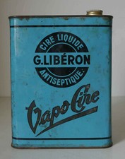 Rare bidon vide « Cire liquide antiseptique Vapo Cire G. Liberon »