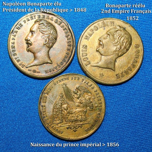 Lot napoléon iii 3 jetons - napoléon, :