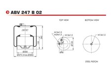 NEOTEC Soufflet à air suspension pneumatique ABV247B02 282mm M24 x 1,5mm