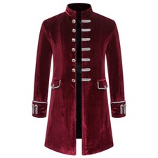 Veste De Costume Militaire En Velours Pour Homme, Manteau Frock Gothique Slim