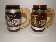  SET OF 2 VINTAGE AMBER  MUGS