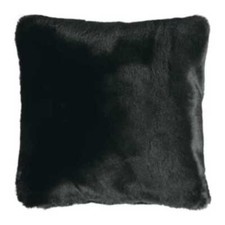 Pad Coussin Champagne en Fourrure Noir Housse de 48x48 CM Taie D'Oreiller