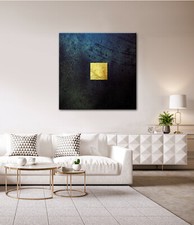 Or Toile Noir Bleu Tableau Mural Environ Commode Buffet Armoire Moderne XL