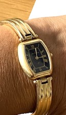 Jean Delatour Montre Bracelet Plaque Or watch Vintage Quartz Bijoux France Femme