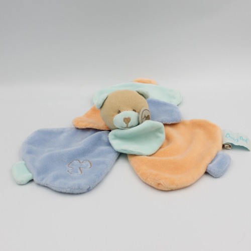 Doudou plat ours beige bleu