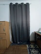 Rideau occultant gris foncé 140 cm largeur prêt à poser à anneaux, tissu épais