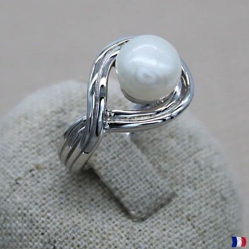 Bague argent 925 perle - argent,