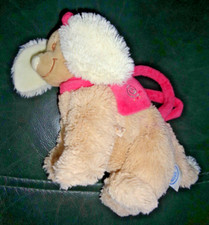 EB/ DOUDOU PELUCHE SAC A MAIN NOUKIES  CHIEN SCUBA BEIGE  ROSE NOEUD TTBE