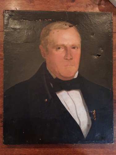 Portrait ancien huile toile - ancien,