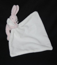 Peluche doudou lapin rose JACADI mouchoir double blanc 12/17 cm NEUF