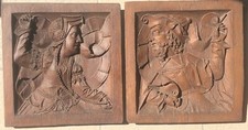 Paire De Panneaux Imitation Bois Renaissance, Moyen-Age Moulage Musée Du Louvre