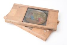 Lot de deux plaques de lanterne magique. Très grandes dimensions. Humoristique.