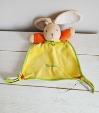 Takinou doudou lapin plat triangle jaune orange vert