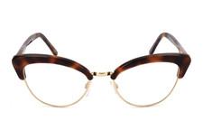 300€ Lunettes de vue Cat Eye marron et or doré LGR L.G.R Monture optique Femme