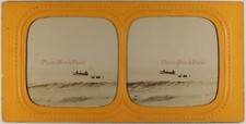 FRANCE Le Tréport Mer Barque c1890 Photo Stereo Diorama Vintage Albumine