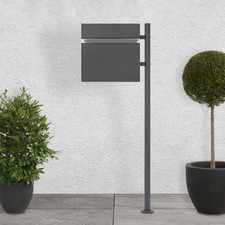 Boîte aux lettres sur pied anthracite acier revêtu poudre compartiment journaux