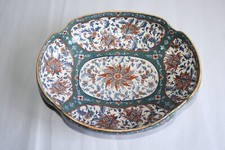 Rare et ancienne coupe melonnière en faïence de Gien, décor Perse Cachemire