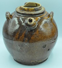 Ancien pot jarre cruche terre cuite vernissée déco campagne art populaire Savoie