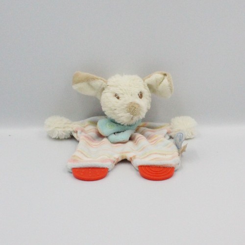 Doudou plat chien blanc bleu
