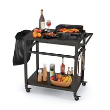 Chariot pour Plancha / Barbecue à 2 Etagères Desserte de Jardin sur Roulettes a