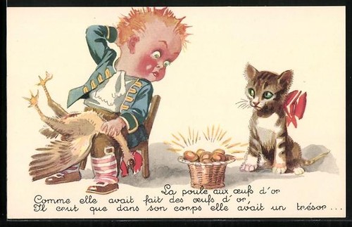 Carte postale poule aux - carte, la
