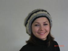 BERRET FAIT MAIN - BLEU ET BLANC - 100% LAINE