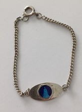 Gourmette de Baptême naissance ,  enfant ,  Religieux Argent Massif .