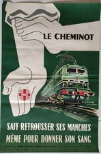 Affiche Originale - SNCF - Cheminot - don de sang - train