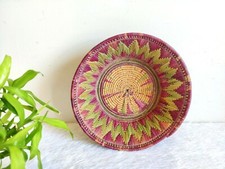 1920s Vintage Mandala Design Tricoté Main Paille Basket Fruits Légumes W708