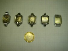 LOT DE 5 BOITIERS INOX VINTAGE POUR MONTRES FEMMES DE 5"'1/4 X 8"'1/2 DE LIGNES