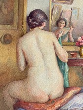 Grande aquarelle peinture nu