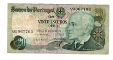 PORTUGAL Billet 20 ESCUDOS 1978  P176  Admiral Gago Coutinho  AVION BON ETAT