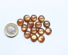 Pierre de lune pierre précieuse naturelle dorée brillante cabochon rond lot...