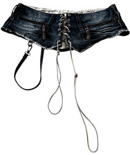 Jupette ou ceinture  enjean avec liens cuir Marithé et François Girbaud