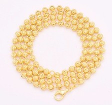 5mm Coupe Diamant Lune Perle Boule Chaîne Collier 14K Jaune Plaqué Or Argent
