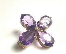 ANCIEN Broche Trèfle Vermeil Améthyste Perle ANTIQUE Brooch Brosche Spilla
