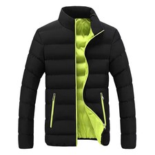 Veste chaude noire rembourrée en coton pour homme, manteau de sport décontract