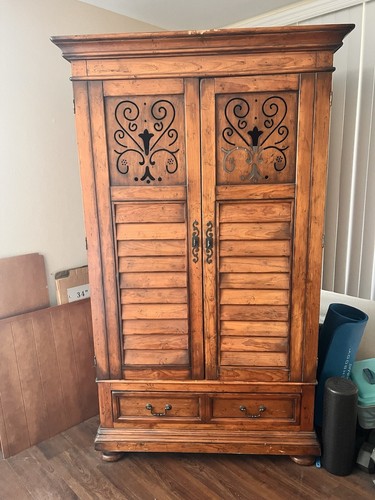 Vintage solid wood armoire - solid,