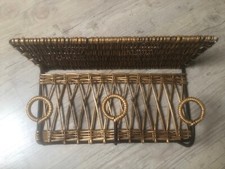 Vestiaire Porte Manteau 3 Pateres Fer Et Rotin Osier 1950 Jacques Adnet