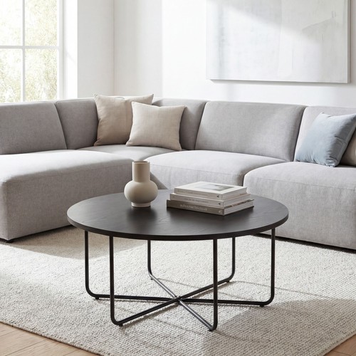 Table basse 80cm ronde noire - ronde,