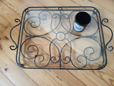 Plateau en verre fer forgé + verre thé russe Vintage