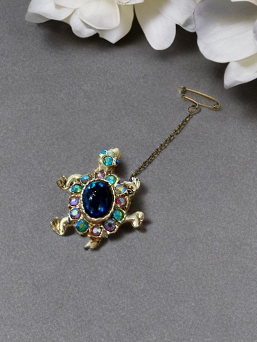 Vintage rhinestone turtle - rhinestone,