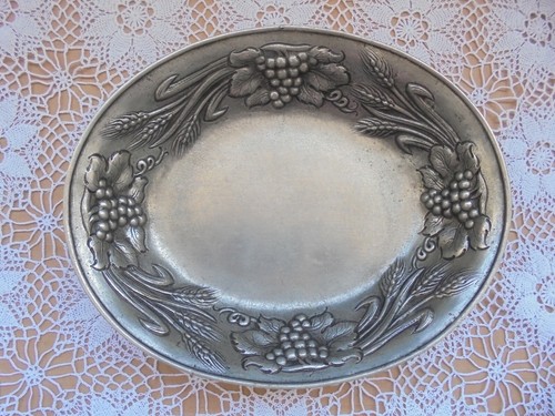Ancien plat étain ovale - ancien,