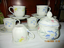 VILLEROY ET BOCH MODÈLE RIVIERA  6 TASSES A CAFE+ 5 SOUS TASSES + SUCRIER  TTBE