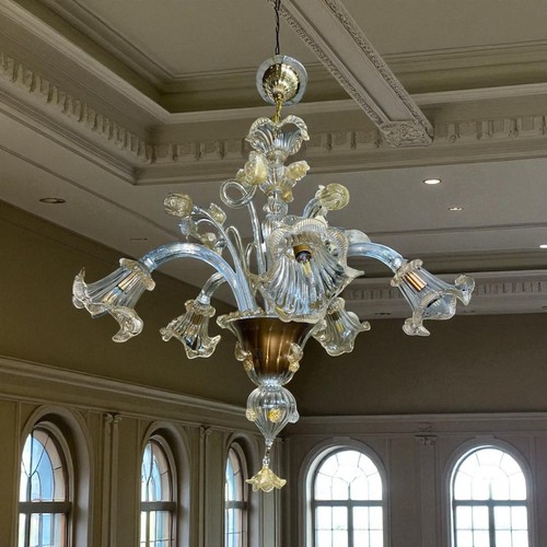 Grand lustre avec poudre or - grand, d'or