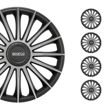 SPARCO Jeu Enjoliveurs de Roues 16 Pouces Noir ABS 4 piéces