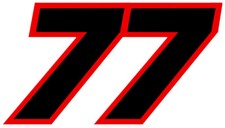 NUMERO COURSE # 77 - 15cmX9cm AUTOCOLLANT STICKER MOTO GP SUPERBIKE SD014
