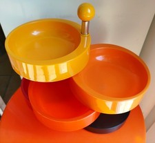 Plateau snack EMSA Party-Time vintage 1970's Space Age – pivotant orange rouge